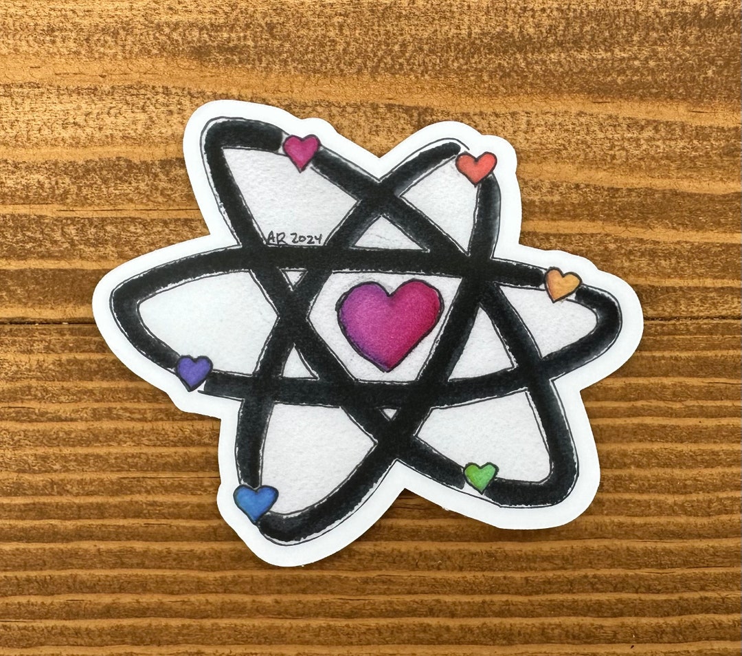 Rainbow Atomic Love Original Watercolor Art Sticker ~ Vinyl Matte ...
