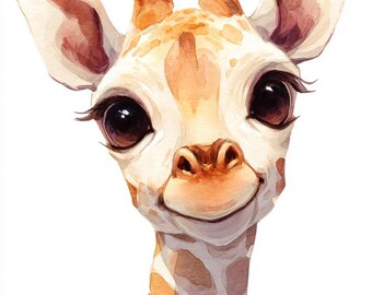 Muurkunst babygiraf kinderkamer – digitale download | Neutrale safaridierenprint
