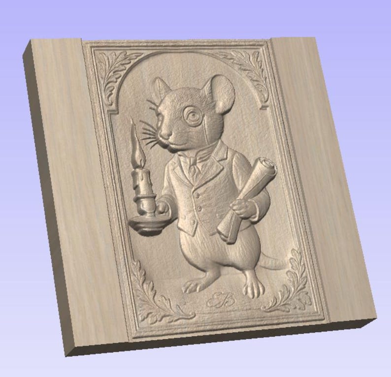 Victorian Mouse Relief STL File – Whimsical Animal CNC Router & Laser ...