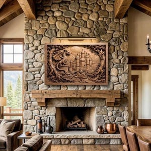 Dragon Castle CNC Relief Carving File – Medieval Fantasy Wood Art (Digital Download) image 2