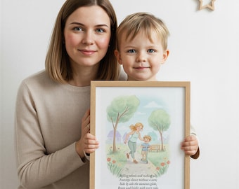 Mother & Child Portrait from Your Photo, Watercolor Mom and Child Wall Art, Digital File or Print, Gift for Mom, Nursery Decor