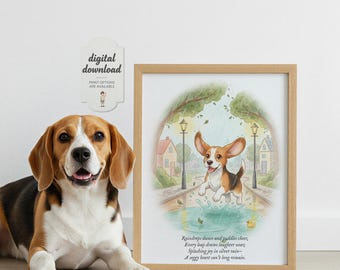 Personalized Watercolor Pet Portrait, Custom Dog or Cat Memorial Gift (Digital Download)