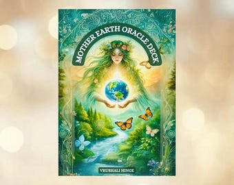 May include: A vibrant illustration for the "Mother Earth Oracle Deck" features a woman with flowing green hair holding a globe. Butterflies and a river flow through a lush landscape. The text "Mother Earth Oracle Deck" arches across the top.