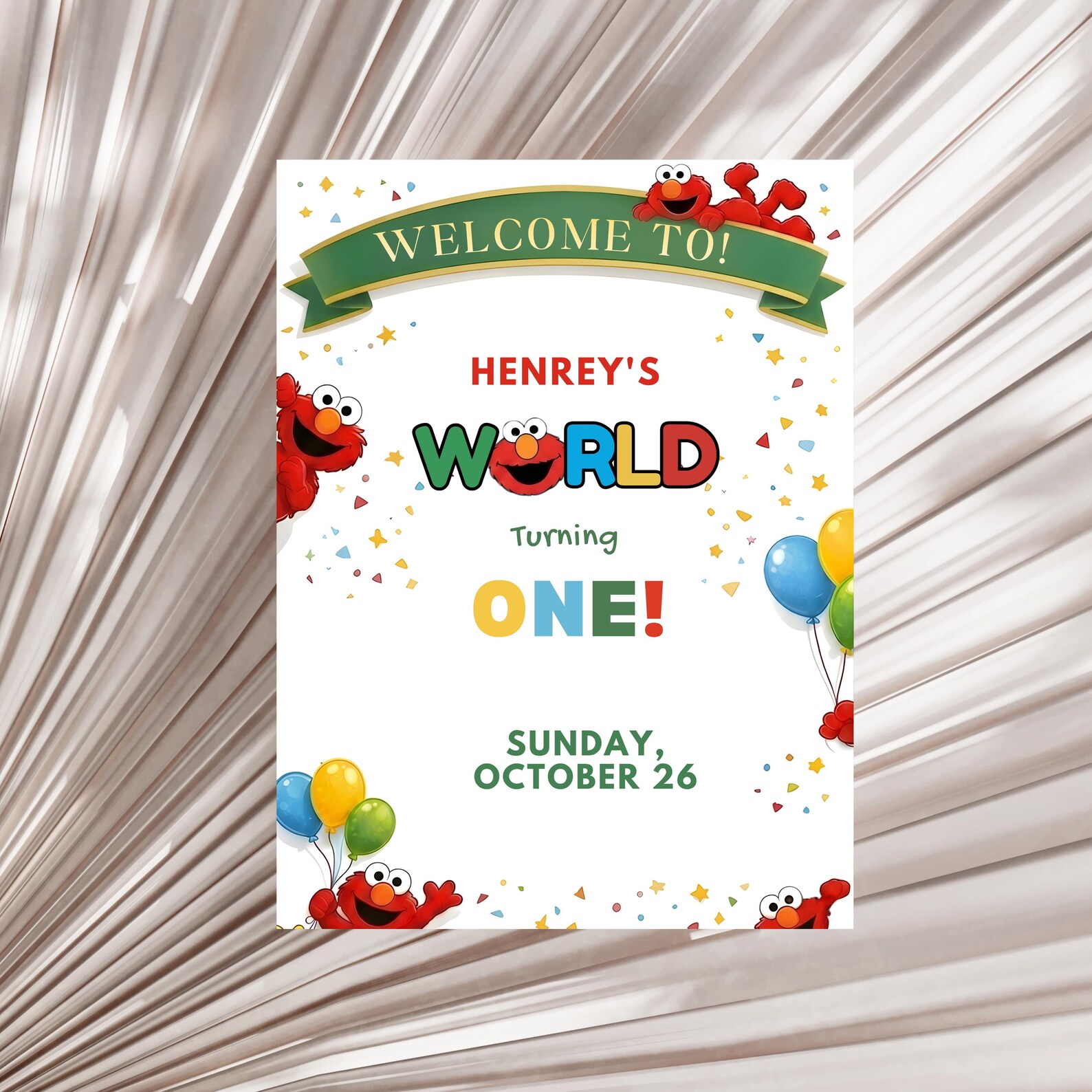 Elmo Birthday Welcome Sign, Kids Party, Editable Cartoon Party Template ...