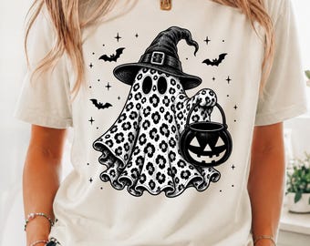 Coquette Leopard Ghost PNG, Cute Preppy Spooky Halloween Sublimation Design, Girly Fall Shirt PNG Trendy Instant Download