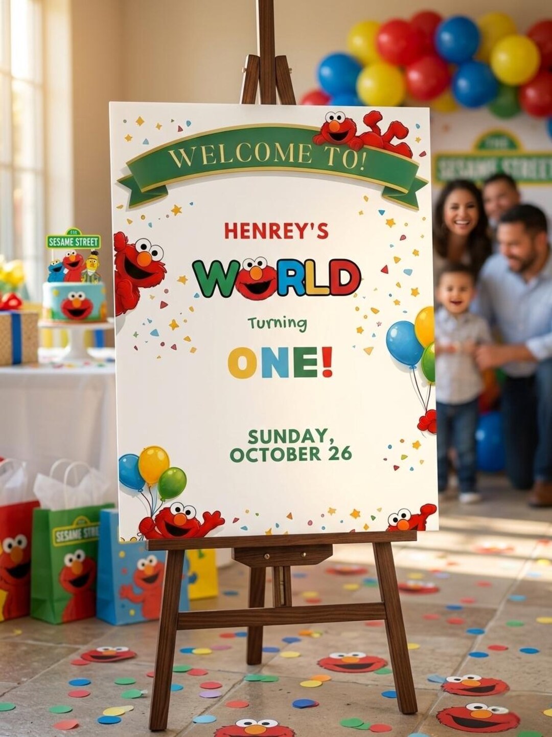 Elmo Birthday Welcome Sign, Kids Party, Editable Cartoon Party Template ...