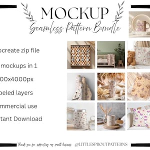 Sömlöst mönster Mockup-paket | Tumbler, mugg, kudde, filt (digital nedladdning)