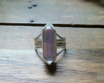 Quartz Crystal Fortune ring, Crystal Sterling Silver Gold Ring, Mixed Metal, Ring, Crystal Ring, Quartz