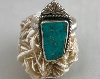 Sterling Silver Sonoran Desert Turquoise Twist Triangle Burst Ring