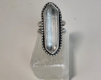 Double Terminated Quartz Crystal Sterling Silver Ring