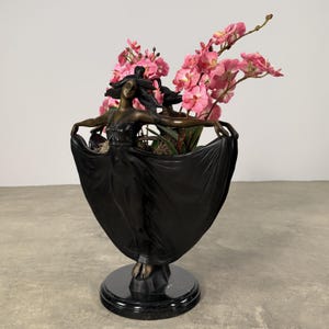 Art Nouveau Bronze Figural Vase or Planter – Dancing Maidens, 20” H