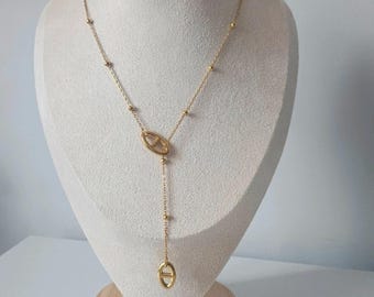 Y-shaped marine mesh necklace in stainless steel