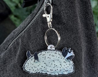 Llavero de conejito de mar - Nudibranquio babosa marina - Dije de biología marina - Llavero ligero de resina brillante de 7,6 cm para bolso