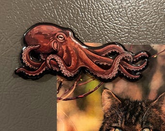 Giant Pacific Octopus Magnet - 3D Fridge Magnet - Handmade Octopus Art - PNW Wildlife - Marine Biology Gift
