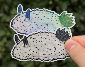 Sticker lapin de mer - nudibranche limace de mer - biologie marine - sticker océan mignon - vinyle imperméable mat ou holographique - 3 pouces