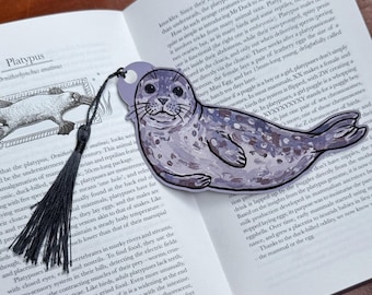 Hafen Robbe Lesezeichen - Süßes geflecktes Robben Lesezeichen - PNW Meerestiere - Wissenschaftliche Illustration - Leser Geschenk Buch Liebhaber