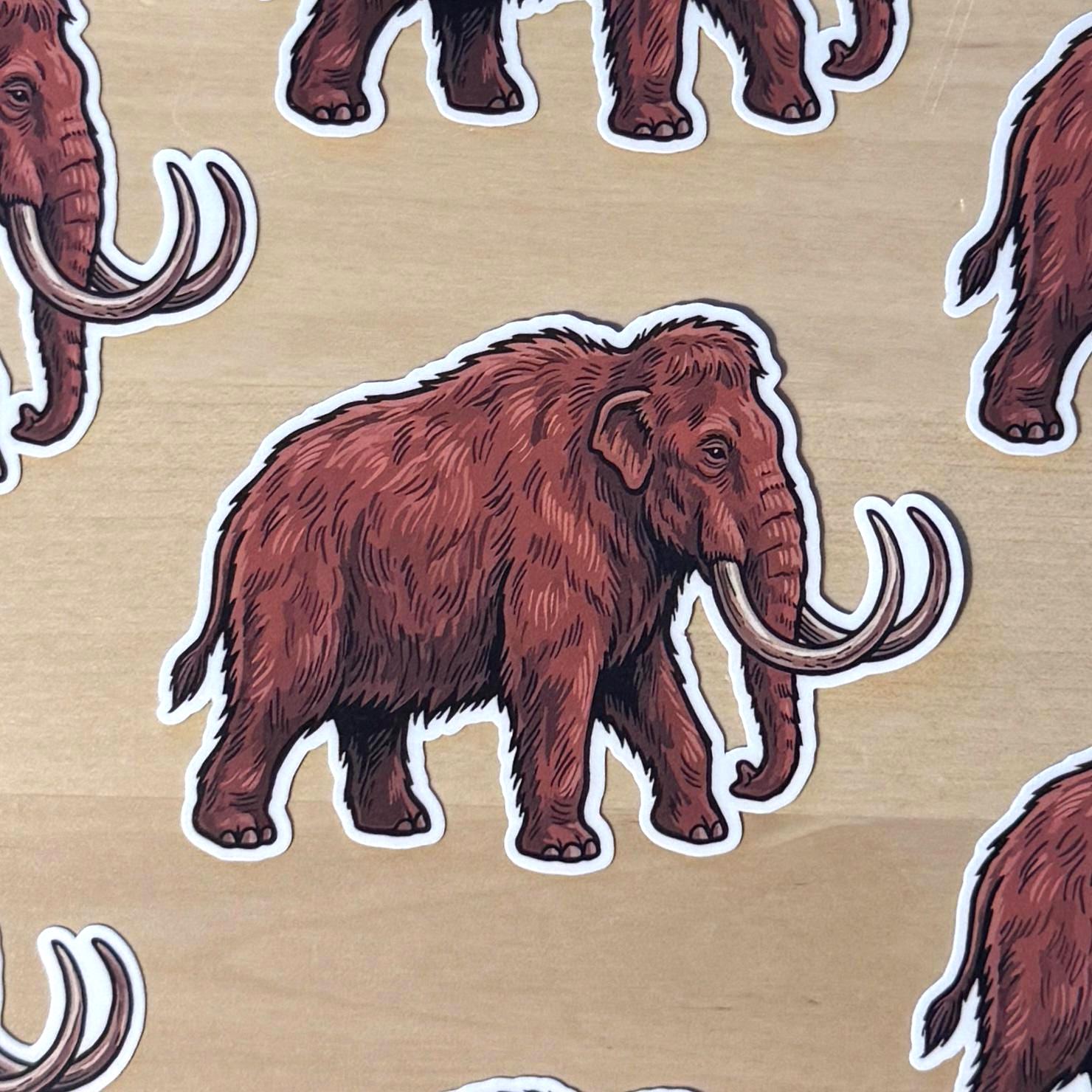 Mammoth Script Sticker Woolly Mammoth Sticker - Waterproof Vinyl Sticker - Prehistoric Animal ...