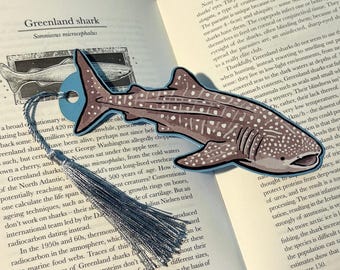 Whale Shark Bookmark - Tasseled Cardstock Bookmark - Scientific Illustration - Marine Biology Reader Gift - Fish Lover - Book Lover