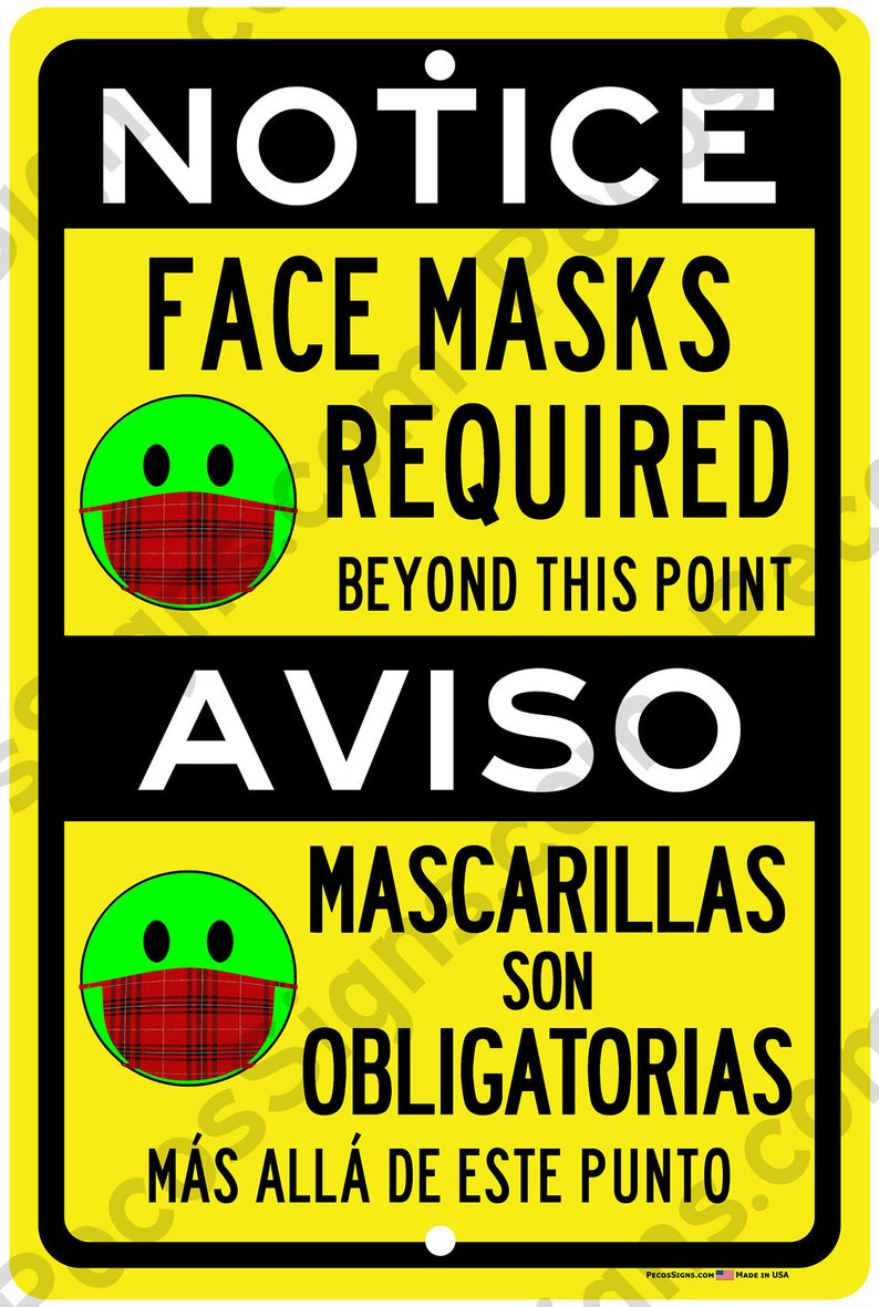 Face Mask Required Sign English And Spanish Printable