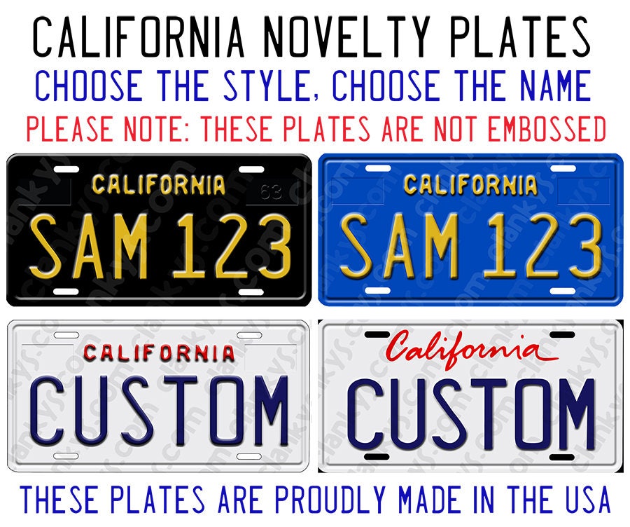 Custom Novelty Black California License Plate with Any Name Etsy