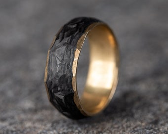 Anello in fibra di carbonio taglio grezzo con anima in ottone