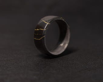 TruStone Black and Gold Ring with Carbon Fiber Core