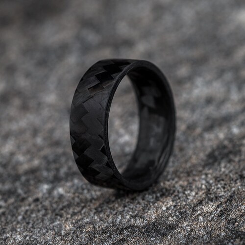 Pure Carbon Fiber Ring Diagonal Pattern Matte Finish Etsy