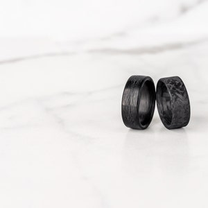 Marbled Pure Carbon Fiber Ring Marble Pattern, Matte Finish, Minimalist Ring, Black Wedding Band, Dark Band image 3