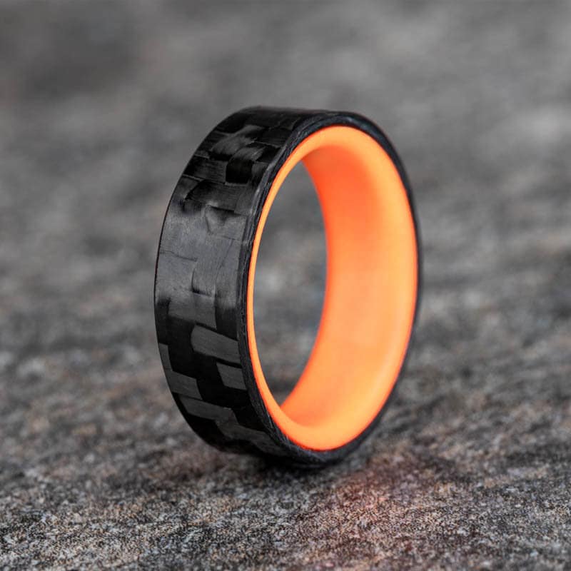 Horizontal Carbon Fiber Ring with a Orange Glow Core