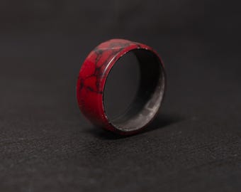 TruStone Red and Black Ring with Carbon Fiber Core
