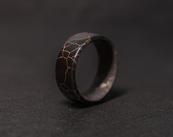 TruStone Black and Rose Gold Ring with Carbon Fiber Core