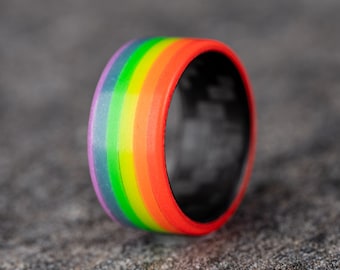 Glow in the Dark Pride Ring, Gay Pride Ring, LGBTQ Ring, (Aprox. 10 mm Width)