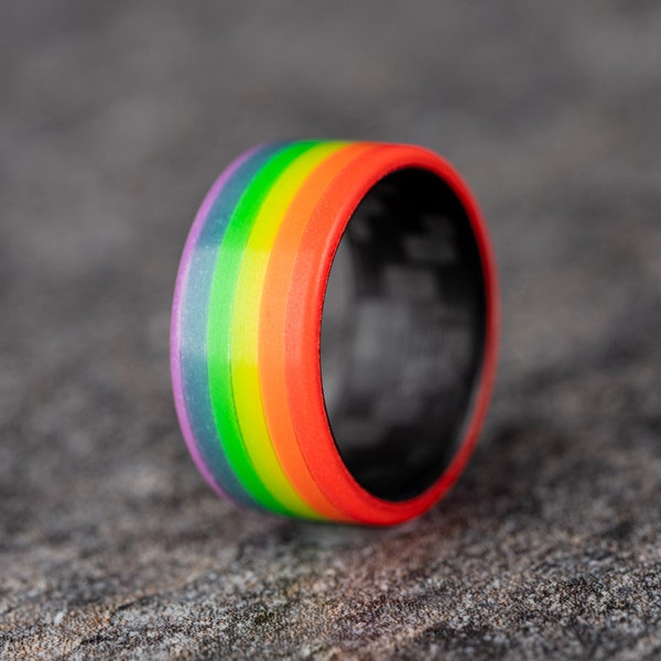 Glow in the Dark Pride Ring, Gay Pride Ring, LGBTQ Ring, (Aprox. 10 mm Width)