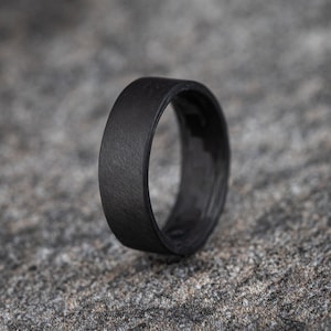 Pure Carbon Fiber Ring Unidirectional Pattern, Matte Finish image 1