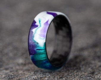 Aurora Resin Ring with Pure Carbon Fiber Core