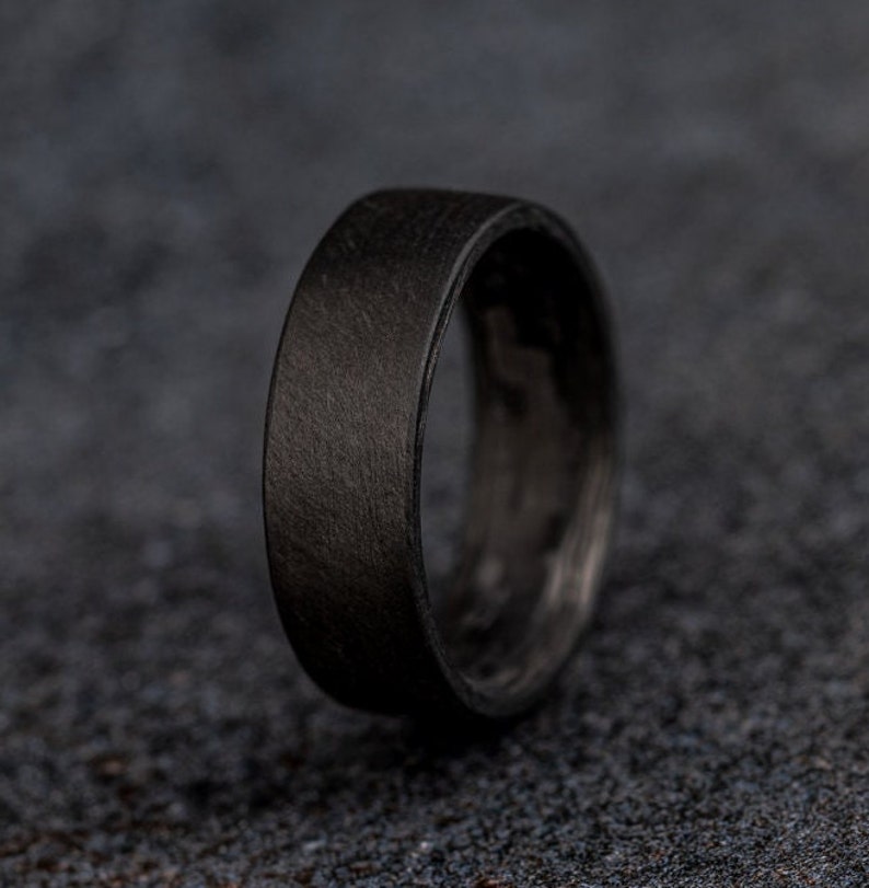 Pure Carbon Fiber Ring Unidirectional Pattern, Matte Finish image 2