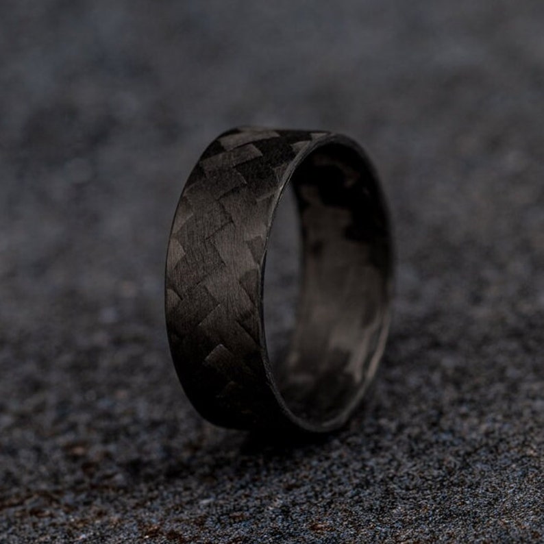 Pure Carbon Fiber Ring Diagonal Pattern Matte Finish Etsy
