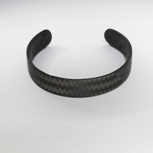 Diagonal Pattern Matte Finish Pure Carbon Fiber Cuff Bracelet.