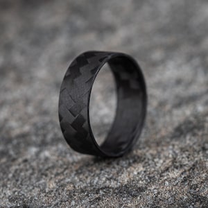 Pure Carbon Fiber Ring - Diagonal Pattern, Matte Finish
