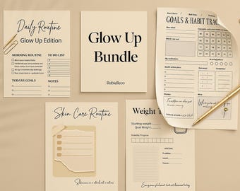 Glow Up Bundle | Self Care Planner, Habit Tracker (Printable)