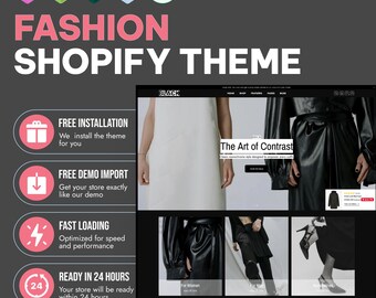 Minimalist Black & White Shopify Theme | OS 2.0, Fashion Store (Digital Download)