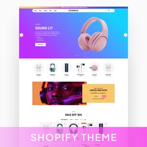 Tema Shopify per elettronica / negozio di gadget, design tecnologico (download digitale)