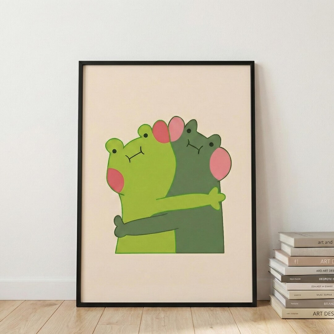 Frog Couple Hug Wall Art, Nursery Wall Art, Romantic Green Frogs ...