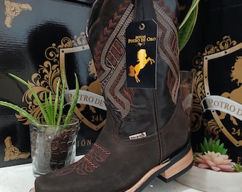 Western Boots Rodeo Cowboy  Square Toe