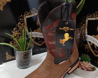 Western Boots Rodeo Cowboy  Square Toe