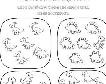 Hoja de trabajo del dinosaurio diferente / Actividad imprimible para preescolar (PDF)