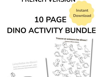 Paquete de actividades de dinosaurios en francés: imprimible para preescolar (PDF)