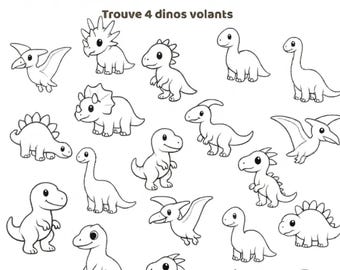 Hoja de trabajo para encontrar dinosaurios en francés: actividad imprimible para preescolar (PDF)
