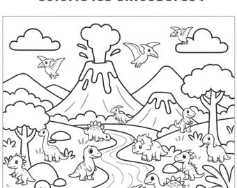 Página para colorear de dinosaurios en francés: actividad para niños de preescolar (PDF)