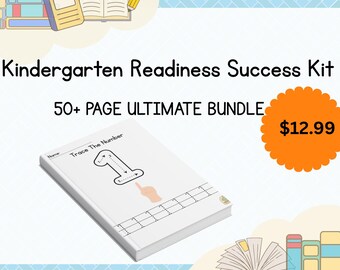 Kindergarten Readiness Worksheets | 50 Page Ultimate Learning Bundle | Fine Motor Skills, Letter Tracing | Preschool Activities Printable
